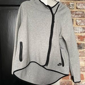 Gray Asymmetrical Zipper Nike Hooded Jacket
